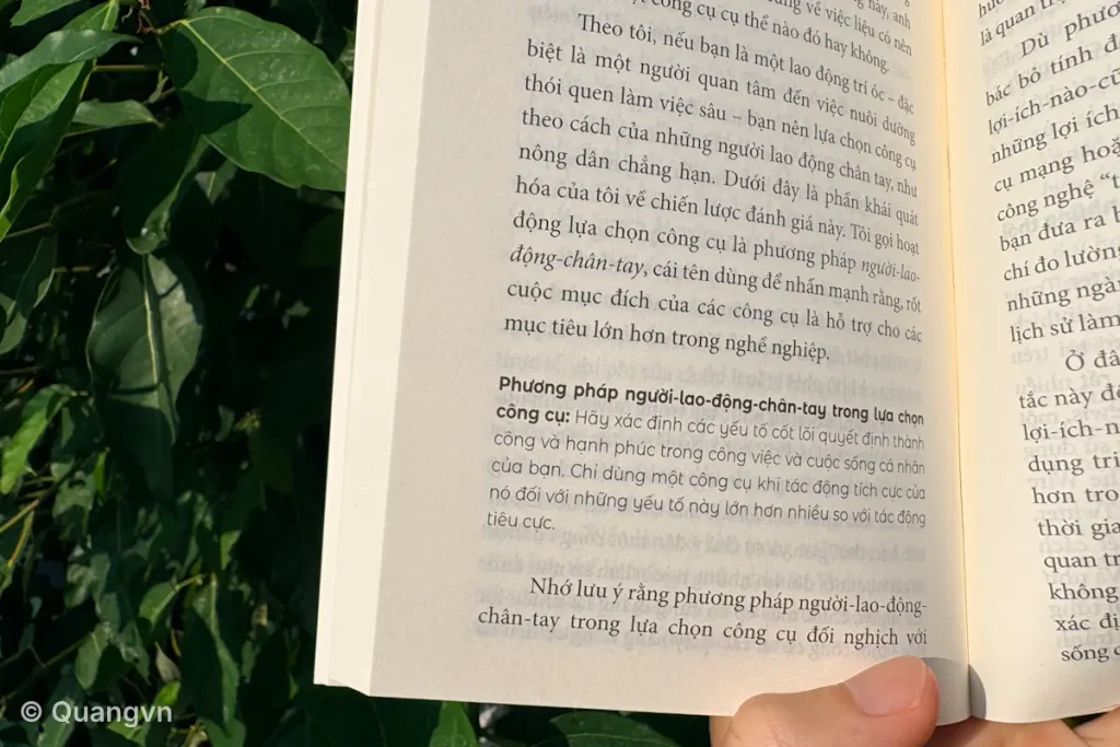 Phần hướng dẫn lựa chọn công cụ hỗ trợ mục tiêu công việc trong sách Deep Work